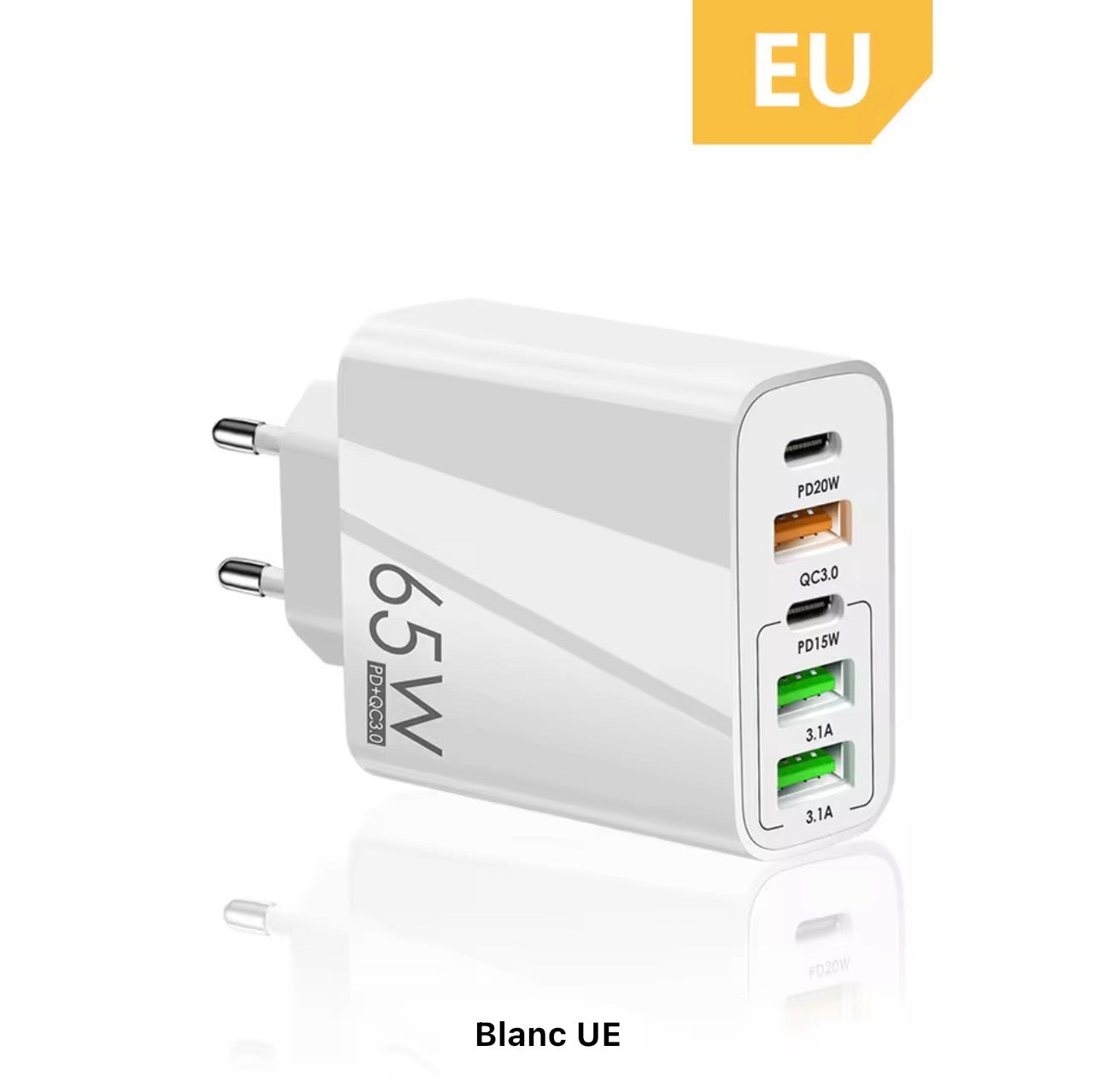 All-in-One 65W Fast Charger – Ultra-Fast PD & QC 3.0 for Phones, Tablets & Laptops