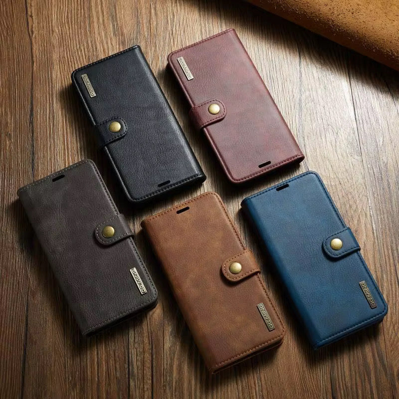 Premium Leather Wallet Case for Samsung Galaxy | Detachable Magnetic Cover & Card Holder