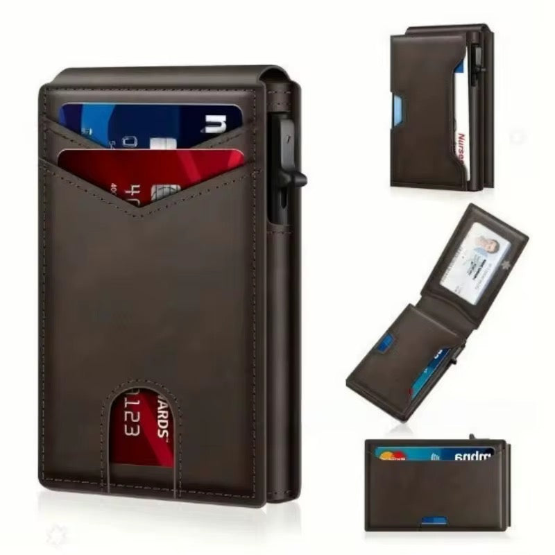 The Modern Minimalist: RFID-Blocking Pop-Up Leather Cardholder