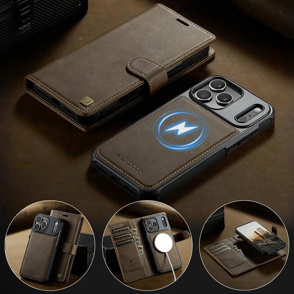 Magnetic Wallet Case for iPhone – Leather Flip Case with Card Holder & Strong Magnet