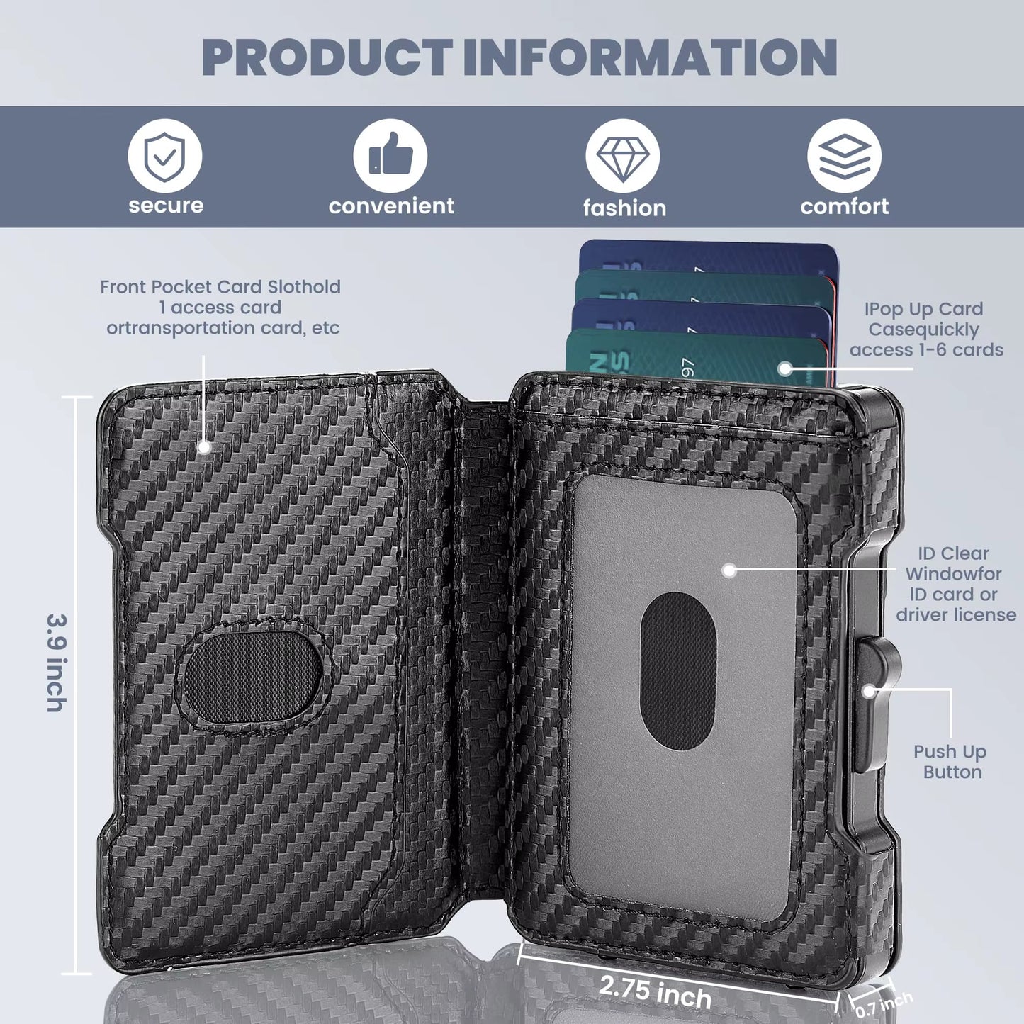 Tactical Edge: Ultra-Slim Carbon Fiber Pop-Up Cardholder
