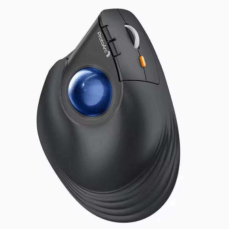 Vertical wireless trackball mouse with Bluetooth, ergonomic thumb design, rechargeable rollerball mouse for laptop and PC | ProtoArc Vertical wireless trackball mouse | Black mouse | wireless mouse | Vertical mouse | Blue color wireless mouse