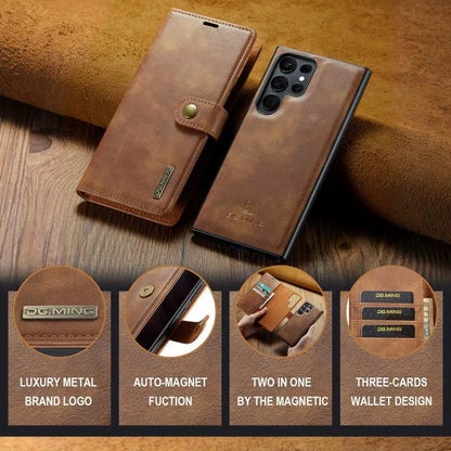 Premium Leather Wallet Case for Samsung Galaxy | Detachable Magnetic Cover & Card Holder