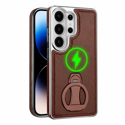 Premium Samsung Luxus-Lederhülle mit MagSafe-Kompatibilität & 360° drehbarem Ständer