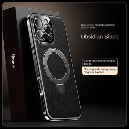 Premium Shockproof Leather iPhone Case with 360° Ring Stand – Strong Grip, Full Protection & Stylish Finish