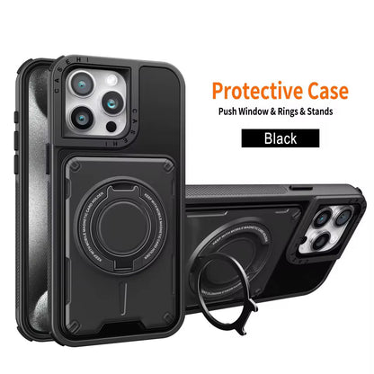 iPhone Protective Case with Magnetic Ring & Kickstand – Heavy Duty Shockproof Cover Black