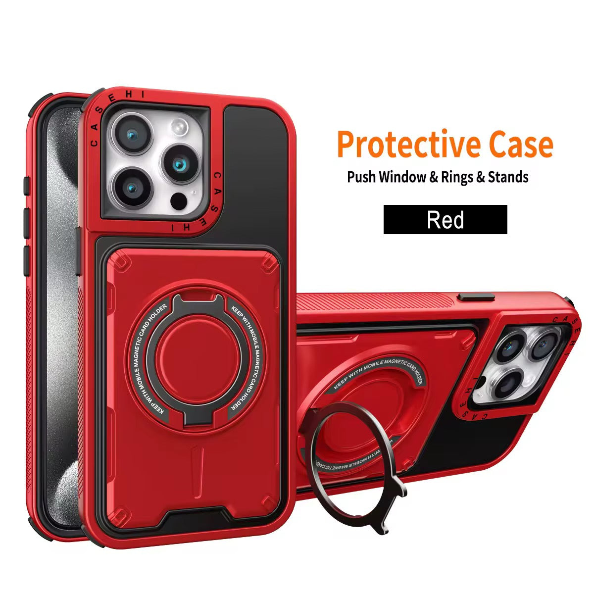 iPhone Protective Case with Magnetic Ring & Kickstand – Heavy Duty Shockproof Cover Black