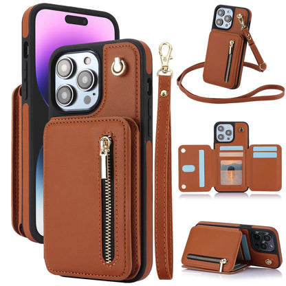iPhone Wallet Case with Card Holder & Zipper Pouch | Detachable Crossbody Strap