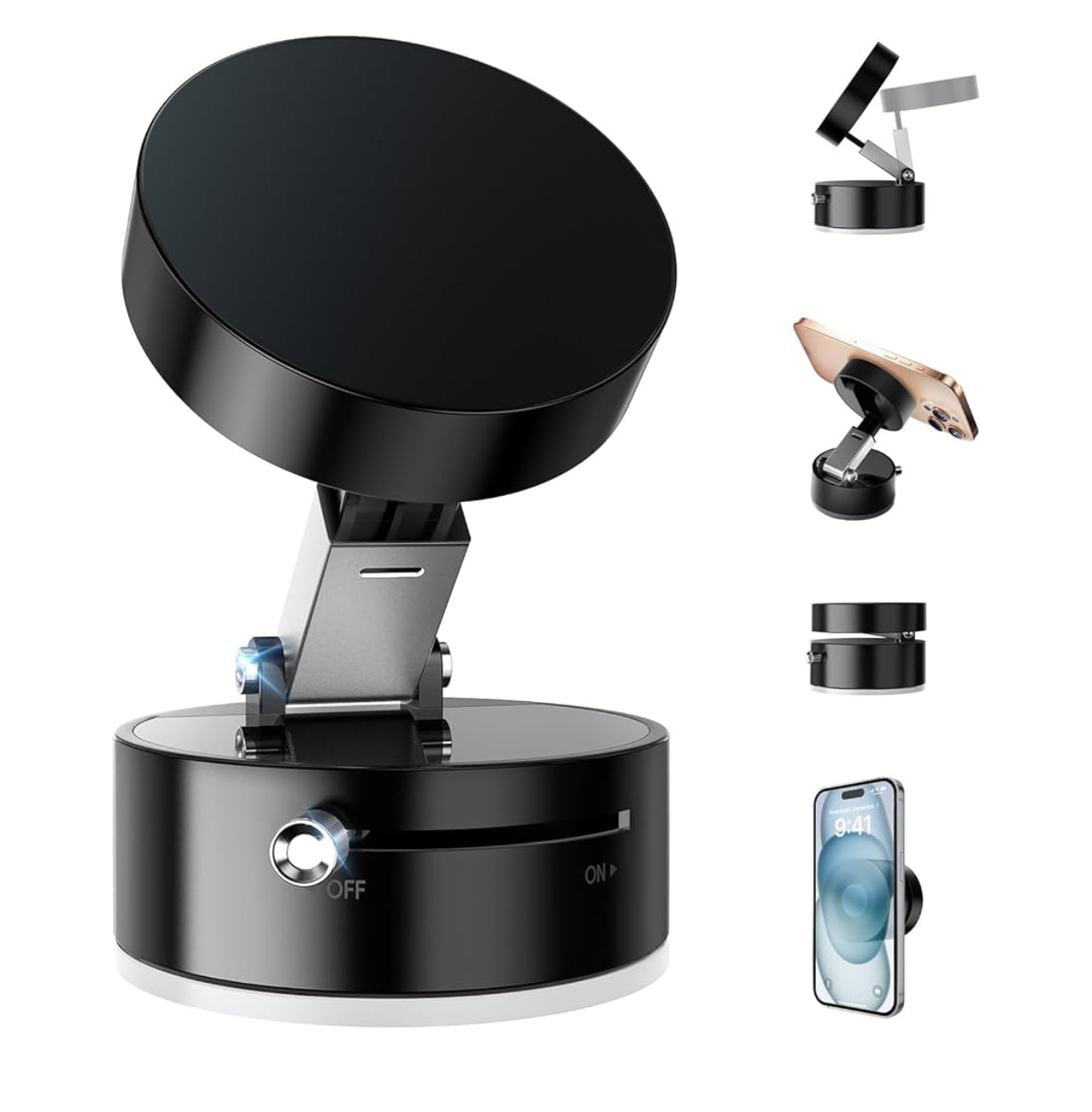 Magnetic phone stand for car and content creators, strong mount for recording videos and hands-free driving