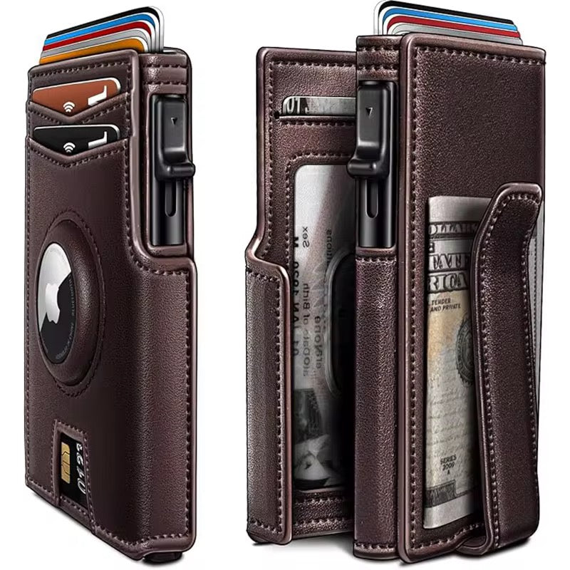 Executive Leather Card Holder Wallet for Men, RFID & AirTag Compatible