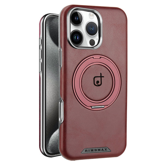 Pink phone case with a ring holder on a white background