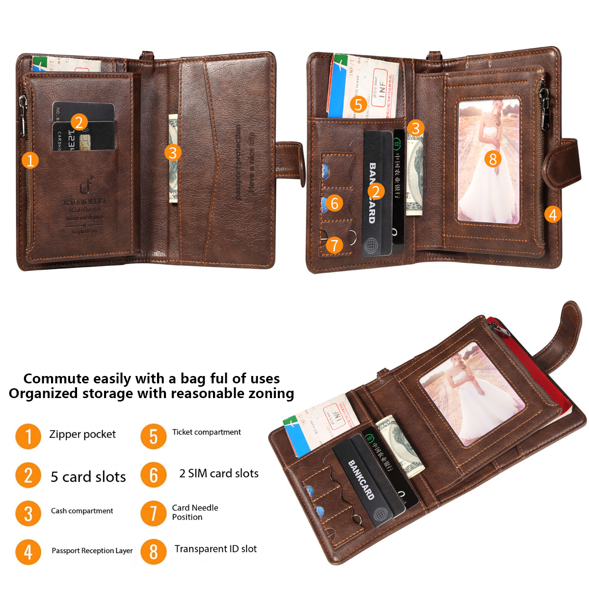 Premium Leather Travel Wallet – Holds 2 Passports, Cards & Cash Securely