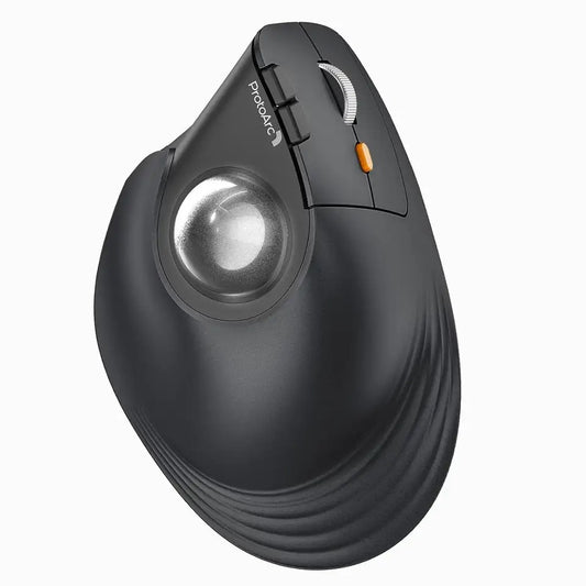 Vertical wireless trackball mouse with Bluetooth, ergonomic thumb design, rechargeable rollerball mouse for laptop and PC