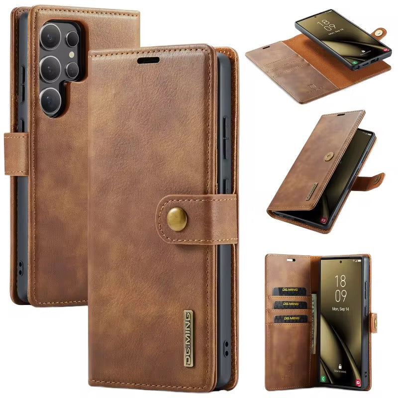 Premium Leather Wallet Case for Samsung Galaxy | Detachable Magnetic Cover & Card Holder