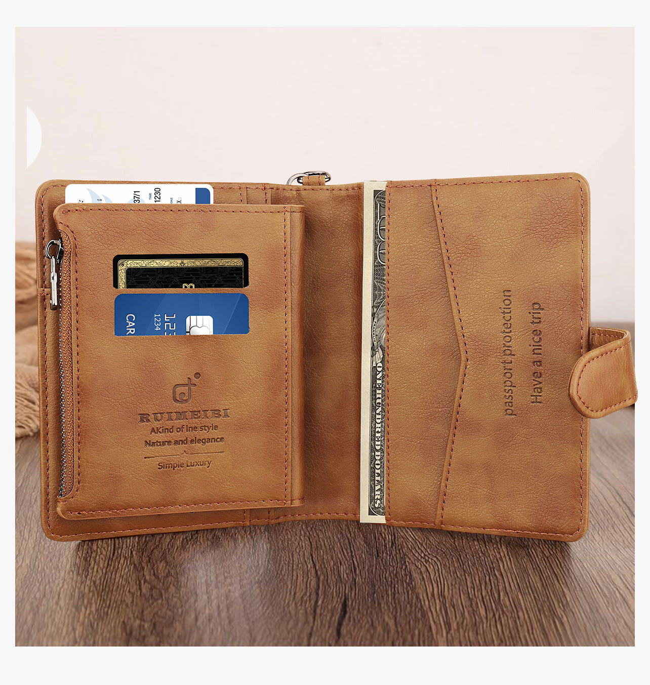 Premium Leather Travel Wallet – Holds 2 Passports, Cards & Cash Securely