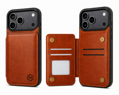 Carry Your Cards & Phone Together, Premium Leather Wallet Case for iPhone