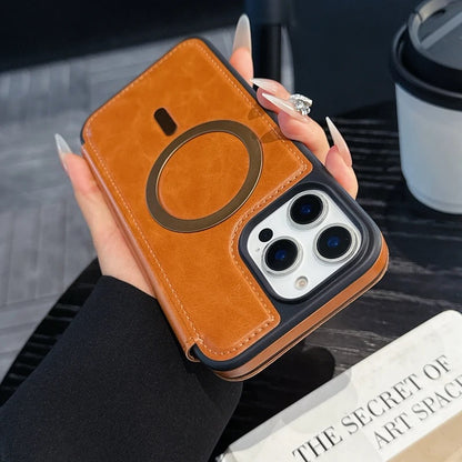 Luxury Leather MagSafe iPhone Case – 360° Protection, Card Holder & Elegant Design