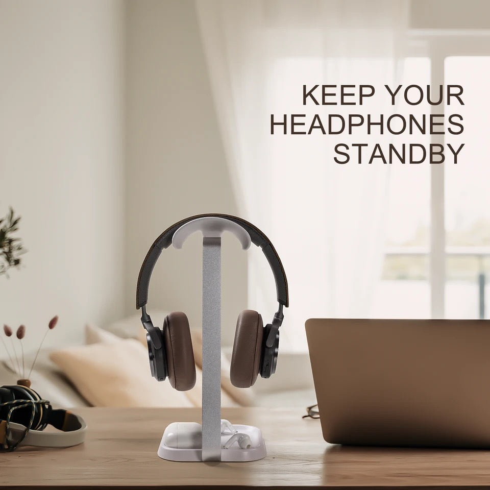 Headphone Stand with AirPods Holder – Premium Desktop Headset & Earbuds Organizer