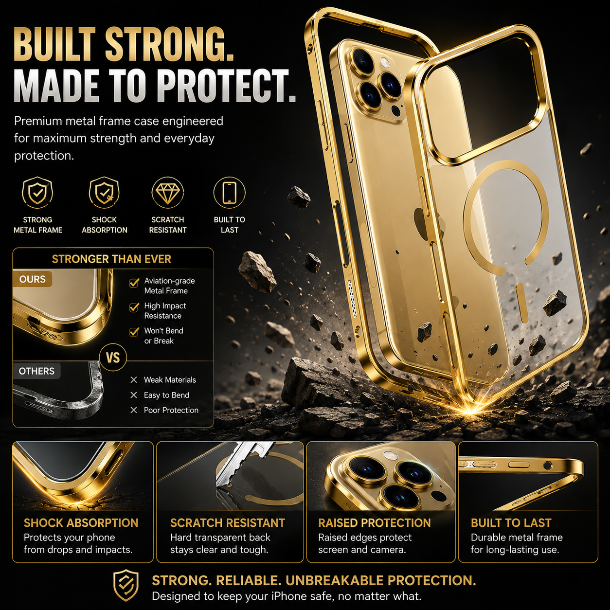 Premium Magnetic Metal Frame Case with MagSafe – Luxury Protective iPhone Case