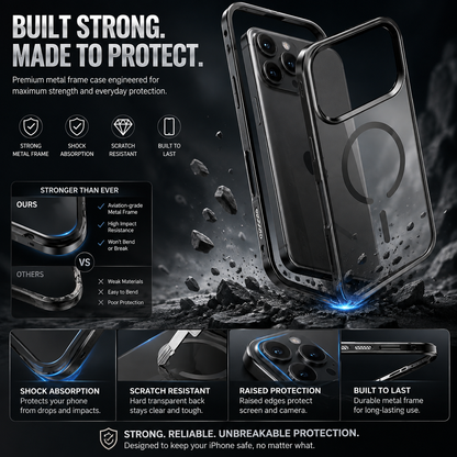 Premium Magnetic Metal Frame Case with MagSafe – Luxury Protective iPhone Case
