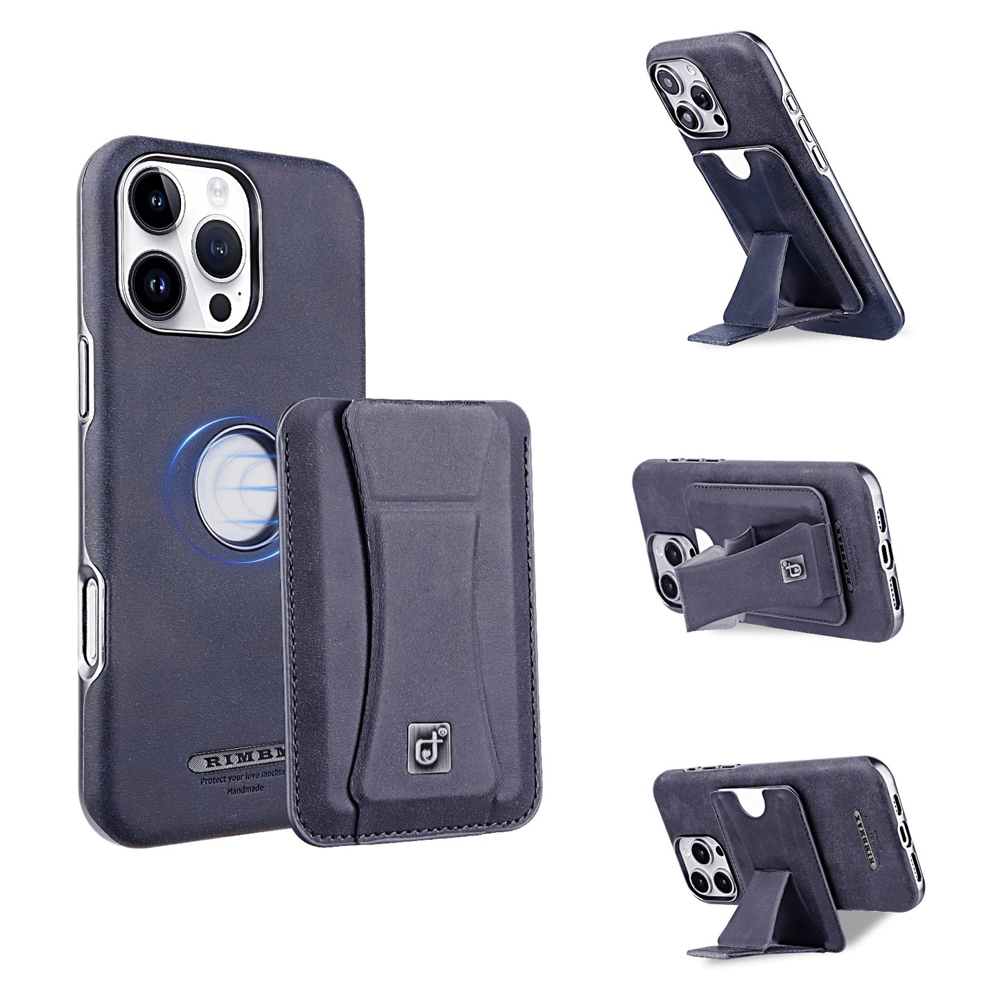 Supreme Elegance: Premium Leather iPhone Case with Magnetic Stand and Built-in Card Holder