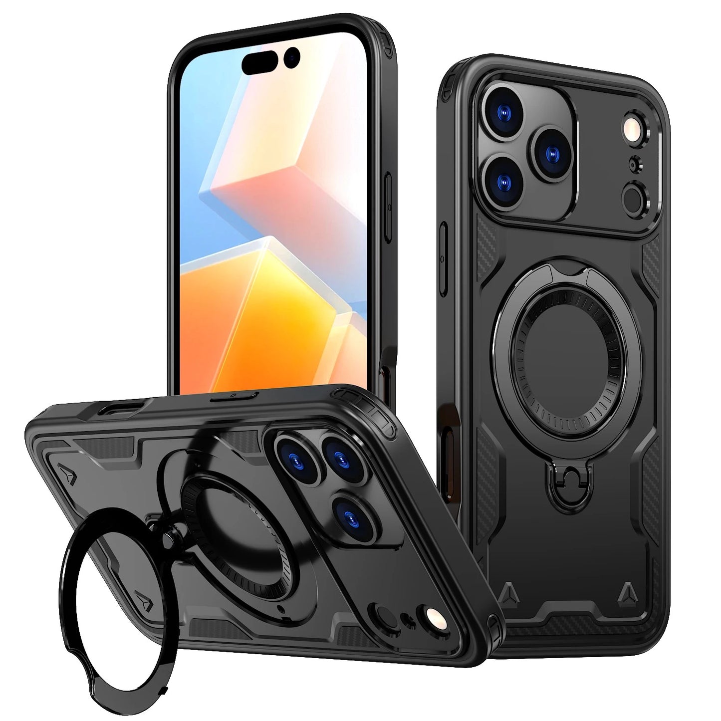 Shockproof iPhone Case with 360° Ring Stand – Full Protection, Anti-Scratch & Magnetic Mount Compatible