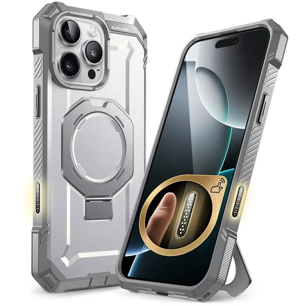 Rugged Magnetic iPhone Case with Rotating Stand – Heavy Duty Shockproof Protection | rugged iphone case with stand | magsafe rugged iphone case | iphone case with rotating stand | heavy duty iphone case with stand | magnetic rugged iphone case | shockproof rugged iphone case | military grade iphone case| durable iphone case with stand | protective iphone case rugged | 360° rotating iphone case | Iphone 17 Pro Max case | White  color iphone case