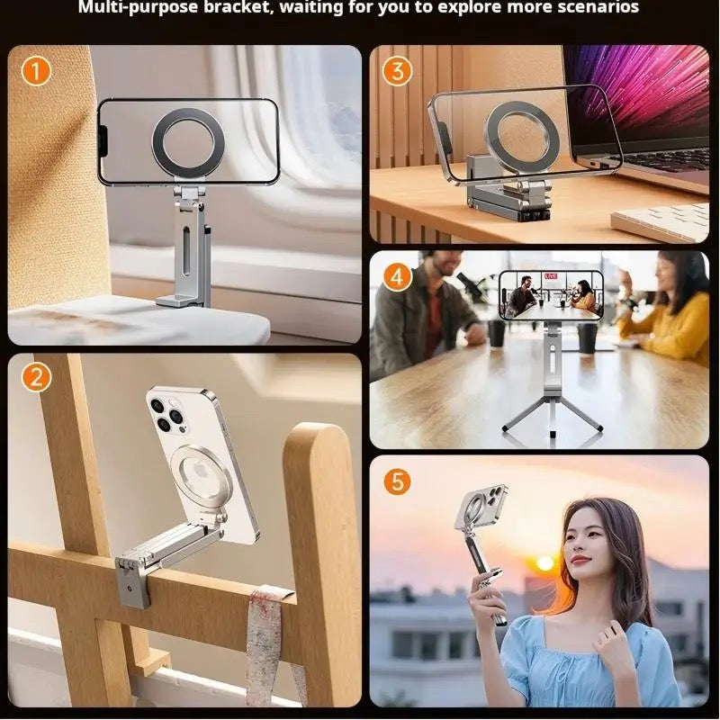 Magnetic Foldable Phone Tripod – Travel Stand for iPhone & Android