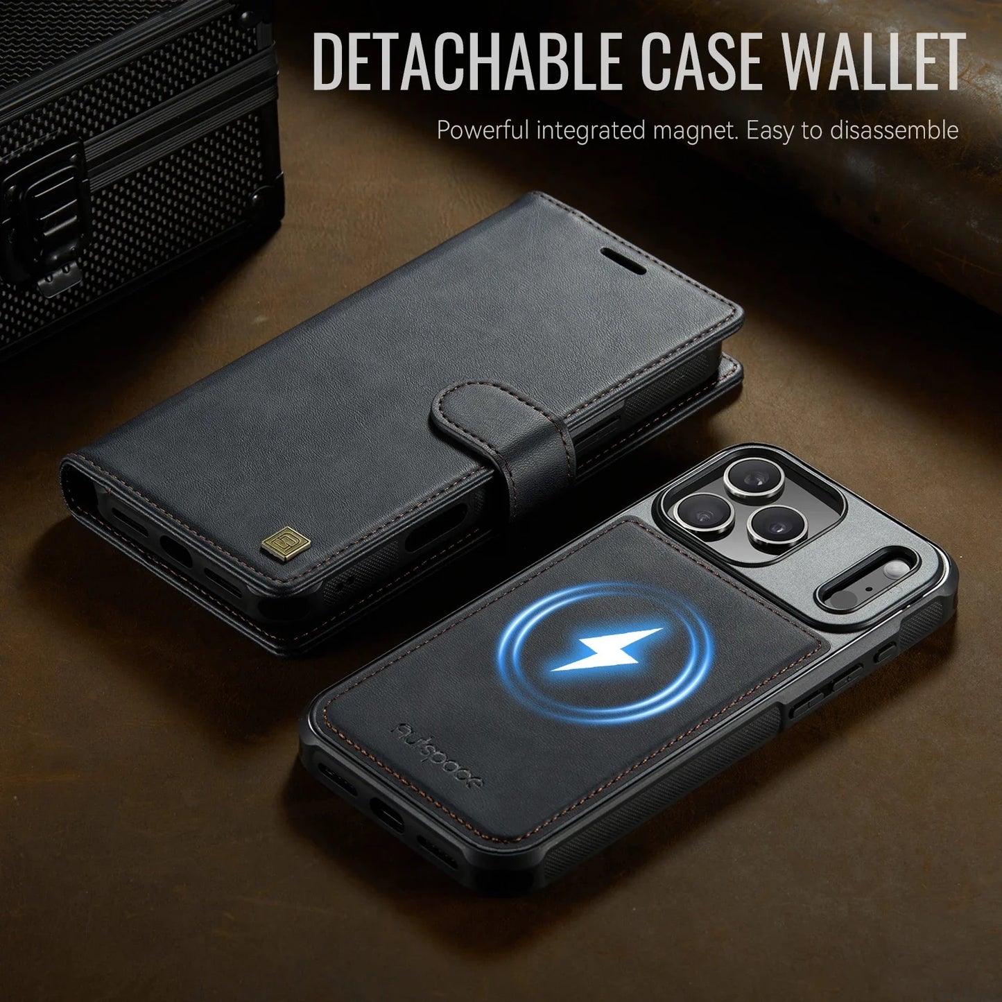 Magnetic Wallet Case for iPhone – Leather Flip Case with Card Holder & Strong Magnet