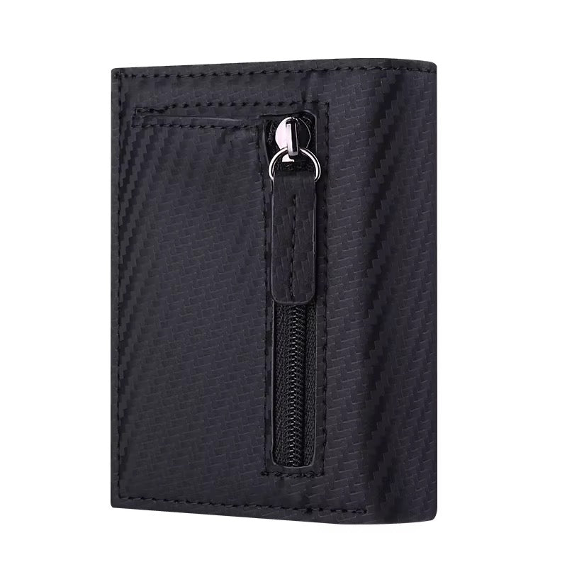 Modern Men's Slim Leather Trifold Wallet – Zippered Coin Pouch & Multi-Card Holder