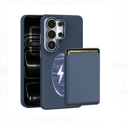 Étui magnétique de luxe en cuir texturé avec portefeuille amovible pour Samsung Galaxy — Protection métallique pour objectif d'appareil photo