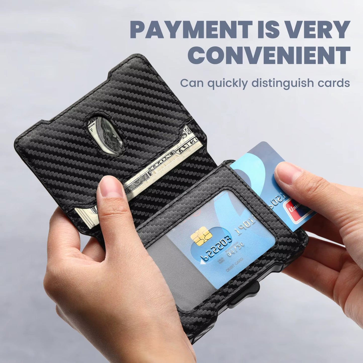 Tactical Edge: Ultra-Slim Carbon Fiber Pop-Up Cardholder