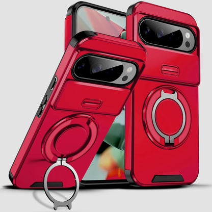 Google Pixel Heavy-Duty Shockproof Case with Sliding Camera Shield & 360° Magnetic Ring Stand