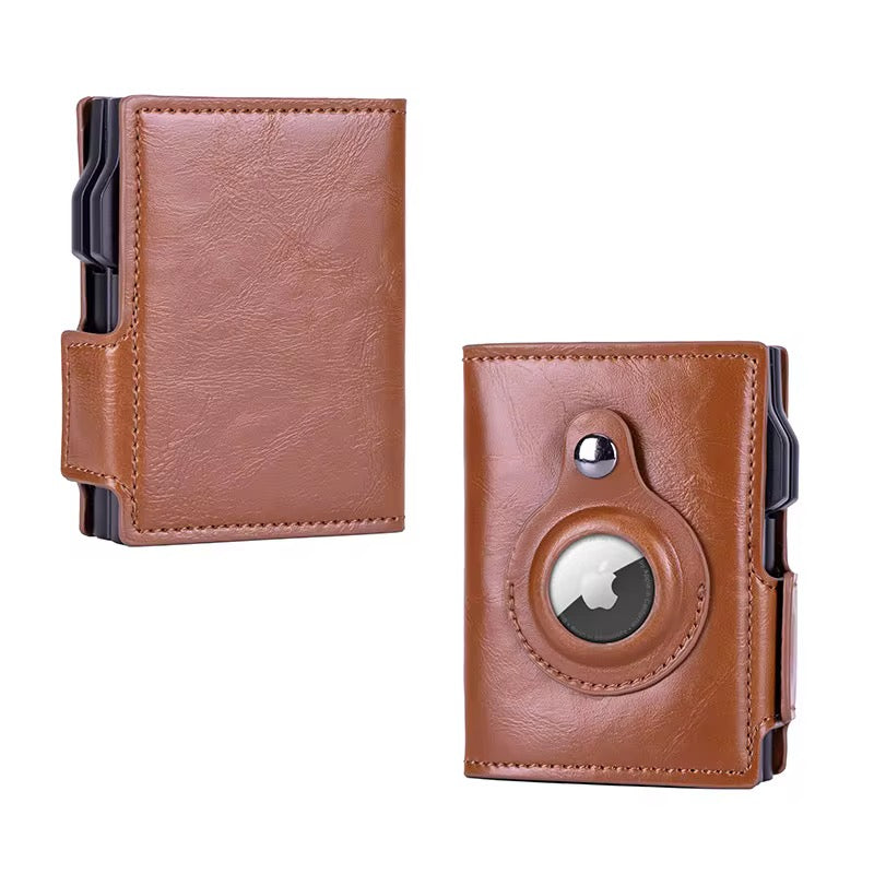 Premium Leather AirTag Wallet – Slim RFID Blocking Card Holder for Men