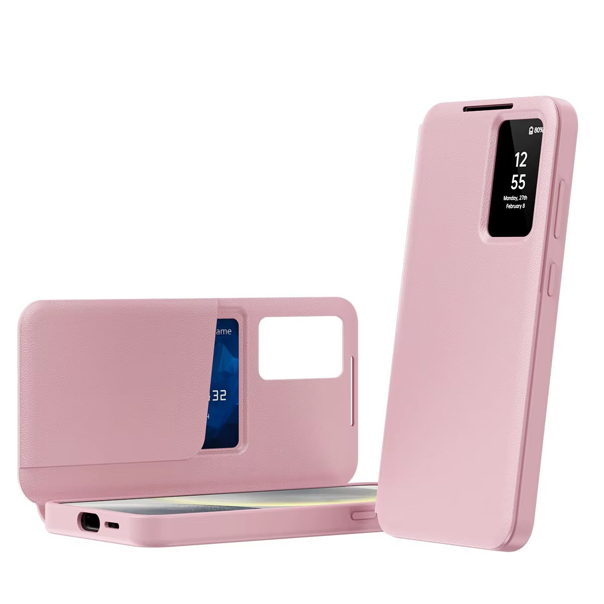Premium Leather Smart View Wallet Case with Card Holder & Active Display Window for Samsung Galaxy