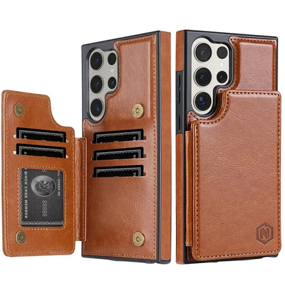 Leather Wallet Phone Case with Pocket Card Holder, Magnetic Flap Cover for Samsung Galaxy
