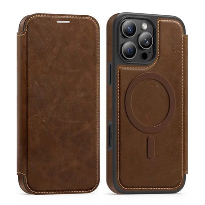 Luxury Leather MagSafe iPhone Case – 360° Protection, Card Holder & Elegant Design