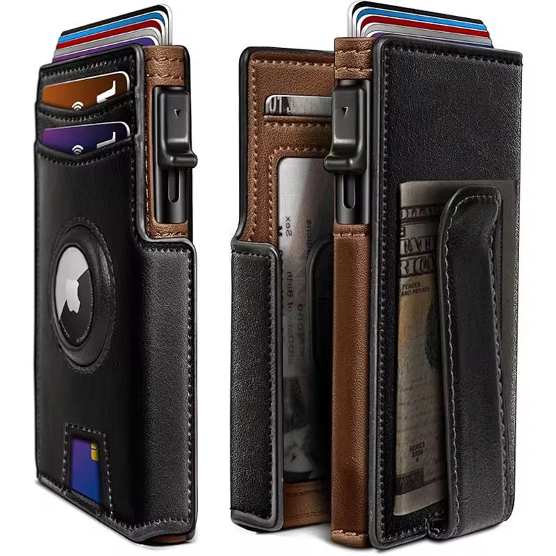 Executive Leather Card Holder Wallet for Men, RFID & AirTag Compatible