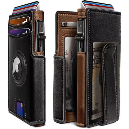 Executive Leather Card Holder Wallet for Men, RFID & AirTag Compatible