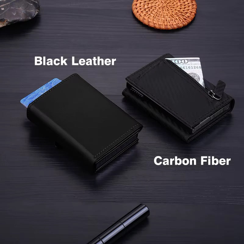Modern Men's Slim Leather Trifold Wallet – Zippered Coin Pouch & Multi-Card Holder