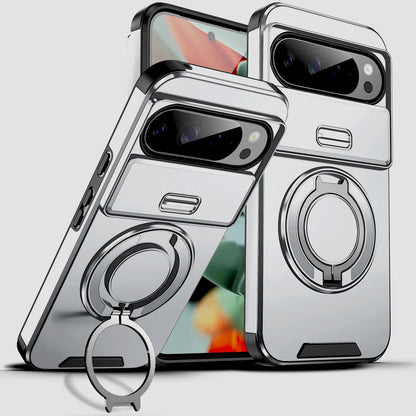 Google Pixel Heavy-Duty Shockproof Case with Sliding Camera Shield & 360° Magnetic Ring Stand