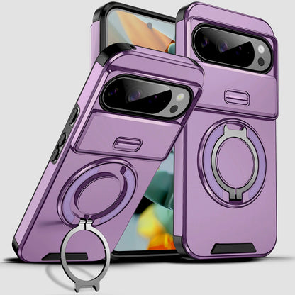 Google Pixel Heavy-Duty Shockproof Case with Sliding Camera Shield & 360° Magnetic Ring Stand