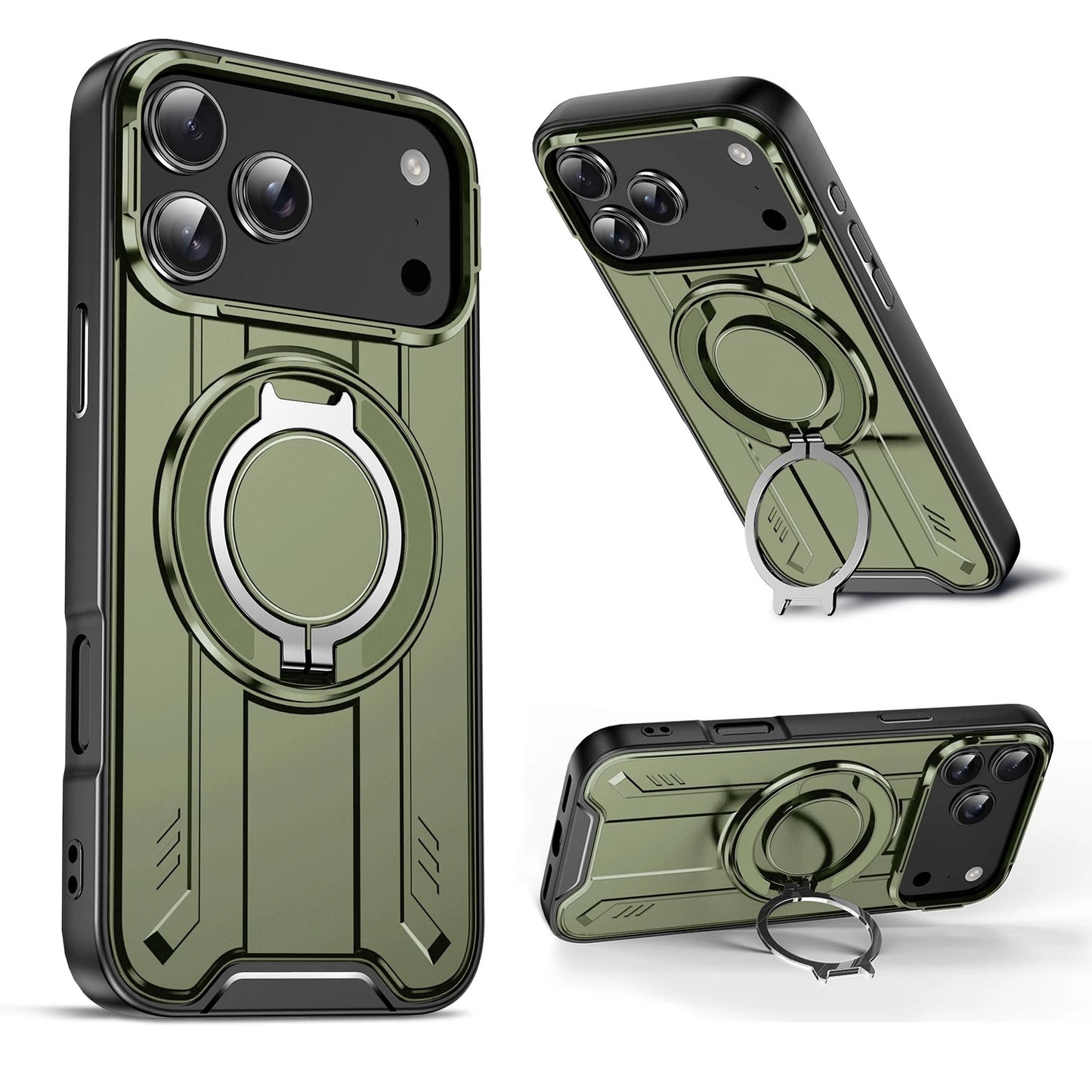 Shockproof Magnetic Case with Ring Stand – 360° Protection & Hands-Free Comfort for iPhone