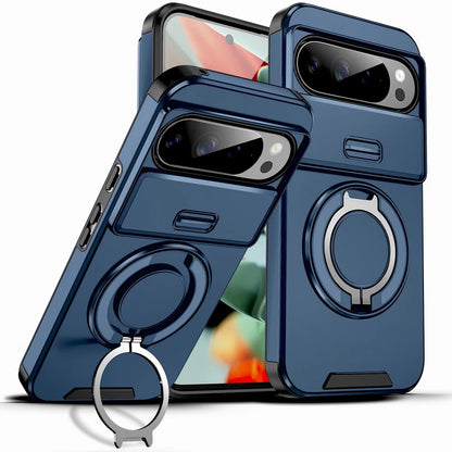 Google Pixel Heavy-Duty Shockproof Case with Sliding Camera Shield & 360° Magnetic Ring Stand