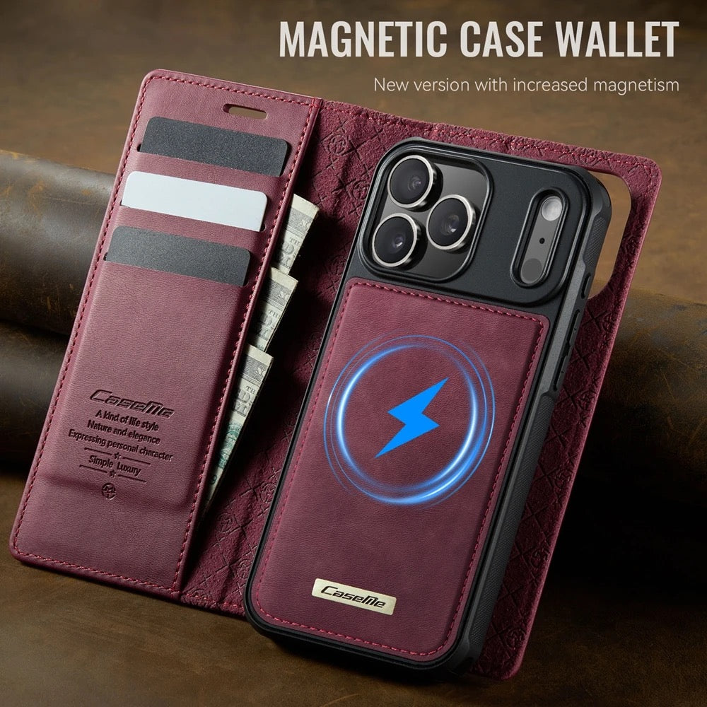 Magnetic Wallet Case for iPhone – Leather Flip Case with Card Holder & Strong Magnet