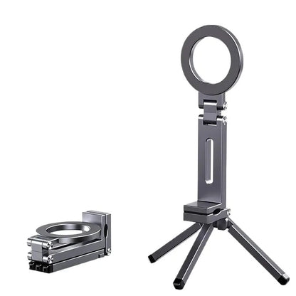 Magnetic foldable phone tripod stand for iPhone and Android, portable travel accessory for video and photos