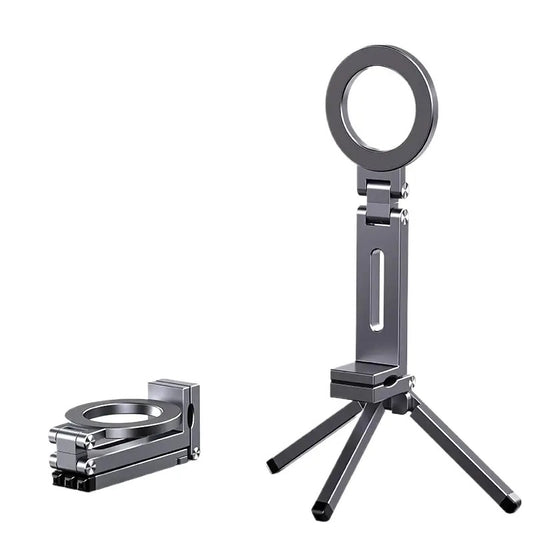 Magnetic foldable phone tripod stand for iPhone and Android, portable travel accessory for video and photos