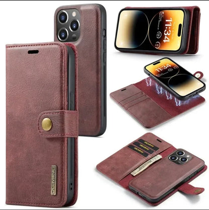 Premium Leder Brieftaschenhülle für Samsung Galaxy | Abnehmbare Magnethülle & Kartenhalter