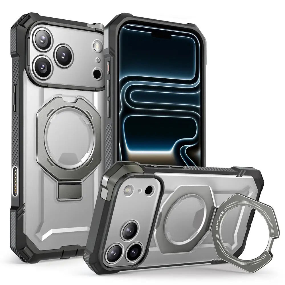 Rugged Magnetic iPhone Case with Rotating Stand – Heavy Duty Shockproof Protection | rugged iphone case with stand | magsafe rugged iphone case | iphone case with rotating stand | heavy duty iphone case with stand | magnetic rugged iphone case | shockproof rugged iphone case | military grade iphone case| durable iphone case with stand | protective iphone case rugged | 360° rotating iphone case | Iphone 17 Pro Max case | White color iphone case