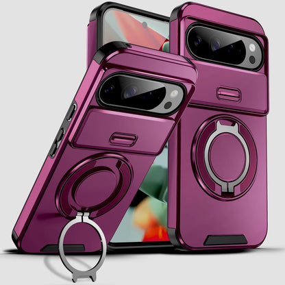 Google Pixel Heavy-Duty Shockproof Case with Sliding Camera Shield & 360° Magnetic Ring Stand